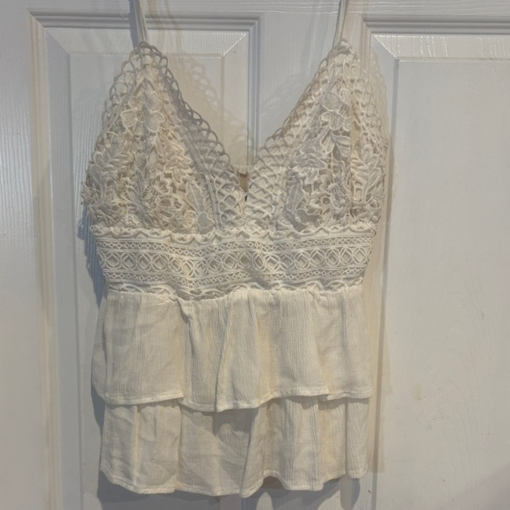 Women's Cream Lace Tiered Camisole Top